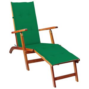 vidaXL Chaise longue d'ext&eacute;rieur repose-pied et coussin Acacia solide