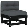 vidaXL Salon de jardin 5 pcs avec coussins noir bois massif