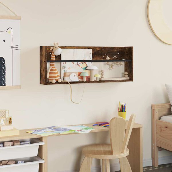 vidaXL &Eacute;tag&egrave;re &agrave; magazines avec &eacute;tag&egrave;re Ch&ecirc;ne fum&eacute; 80 x 12 x 30 cm