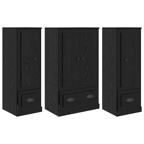 vidaXL Haut Armoire avec tiroir 3 pcs Ch&ecirc;ne noir Bois d'ing&eacute;nierie