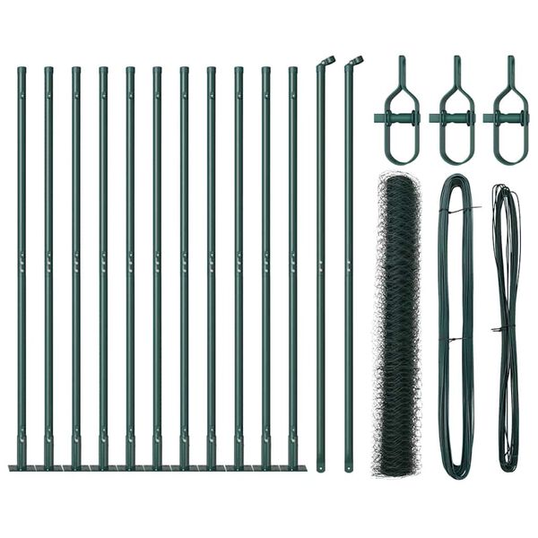 vidaXL Poteau de cl&ocirc;ture. Vert 25 x 1 m (treillis de 36 mm) Acier