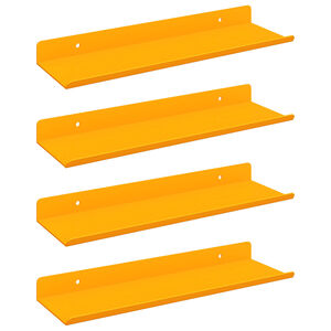 vidaXL &Eacute;tag&egrave;re flottante 4 pcs Jaune moutarde 30 x 9 x 2,5 cm Acier