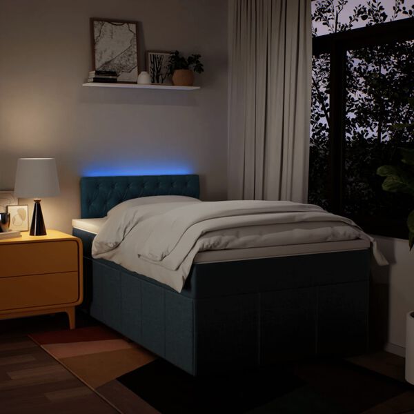 vidaXL Sommier &agrave; lattes de lit avec matelas bleu 120x190 cm tissu