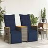 vidaXL Canap&eacute; de jardin inclinable 2 places avec Table en r&eacute;sine tress&eacute;e grise