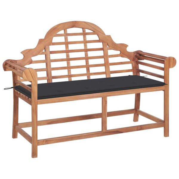vidaXL Banc de jardin et coussin anthracite 120 cm Bois de teck massif