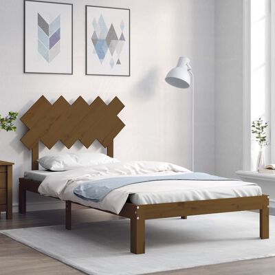 vidaXL Cadre de lit tête de lit marron miel 100x200 cm bois massif