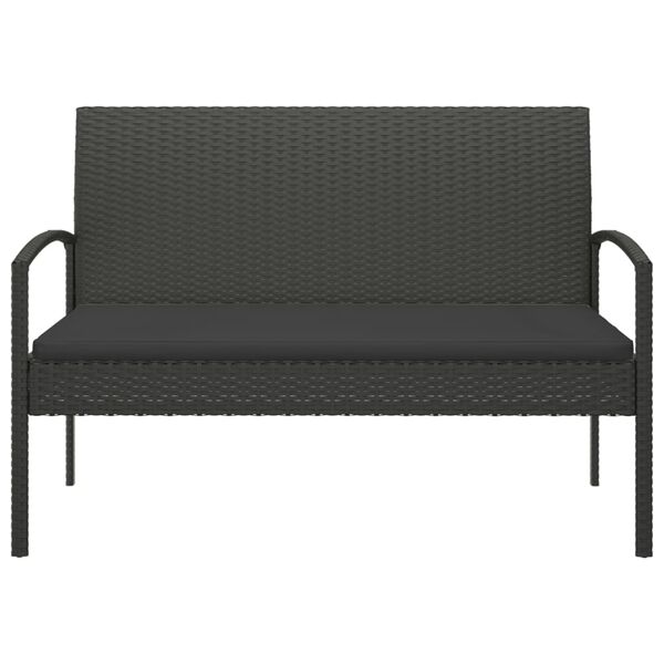 vidaXL Banc de jardin avec coussin noir 105 cm r&eacute;sine tress&eacute;e