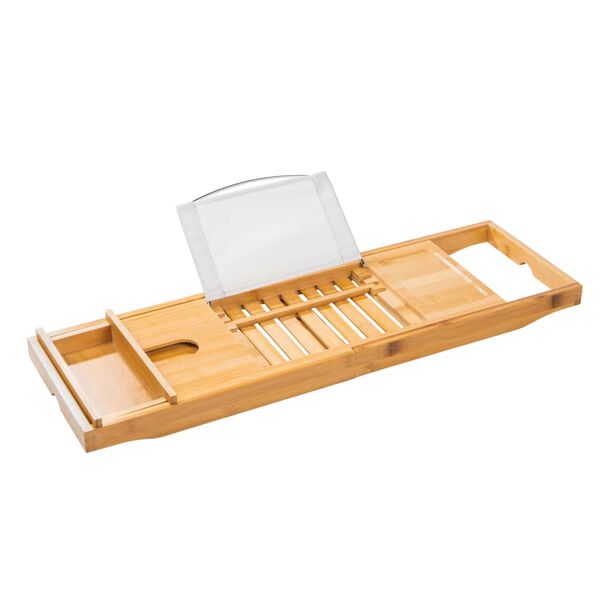 HI Plateau de bain r&eacute;glable bambou (70-105)x22x4 cm