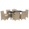 vidaXL Ensemble de salle &agrave; manger pour jardin 7 pcs Beige polyrotin