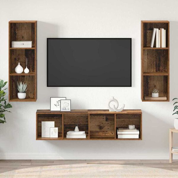 vidaXL Ensemble meuble TV 3 pcs Bois Ancien Bois d'ing&eacute;nierie