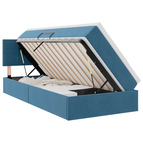 vidaXL Lit de Rangement avec matelas Bleu fonc&eacute; 100 x 200 cm Velours