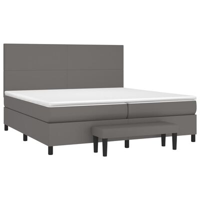 vidaXL Sommier à lattes de lit avec matelas Gris 200x200 cm Similicuir