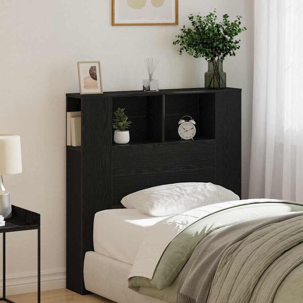 vidaXL Cabinet de T&ecirc;te de Lit Ch&ecirc;ne noir Bois d'ing&eacute;nierie