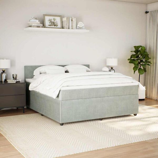 vidaXL Sommier &agrave; lattes de lit et matelas Gris clair 180x200cm Velours