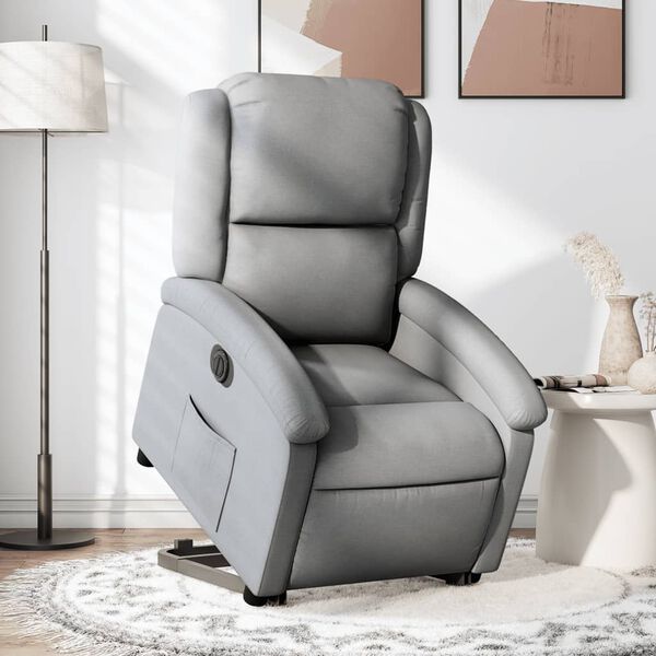 vidaXL Fauteuil inclinable &eacute;lectrique gris clair tissu