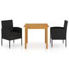 vidaXL Ensemble &agrave; manger de jardin 3 pcs Noir