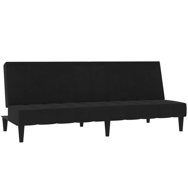 vidaXL Canap&eacute;-lit &agrave; 2 places avec tabouret Noir Tissu microfibre