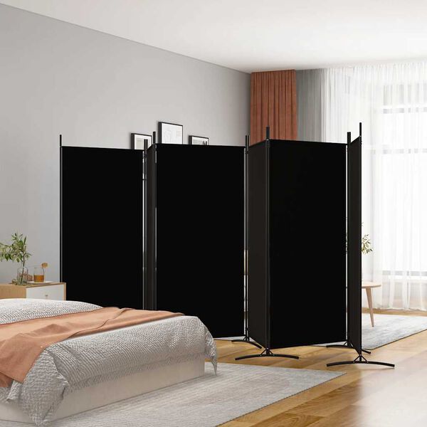 vidaXL Cloison de s&eacute;paration 6 panneaux Noir 520x180 cm Tissu