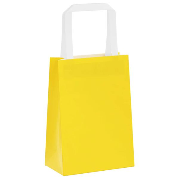 vidaXL Sacs en papier 50 pcs avec poign&eacute;es jaune 15x8x21 cm