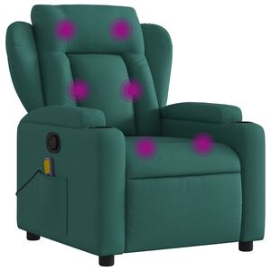vidaXL Fauteuil inclinable de massage vert fonc&eacute; tissu