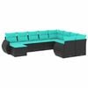 vidaXL Ensemble de canap&eacute; de jardin 10 pcs avec coussins noir r&eacute;sine tress&eacute;e