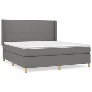 vidaXL Sommier &agrave; lattes de lit avec matelas Gris fonc&eacute; 180x200cm Tissu