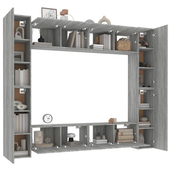 vidaXL Ensemble de meubles TV 8 pcs Sonoma gris Bois d'ing&eacute;nierie