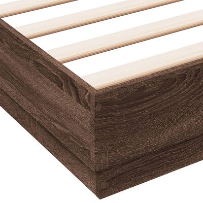 vidaXL Cadre de lit chêne marron 135x190 cm bois d'ingénierie