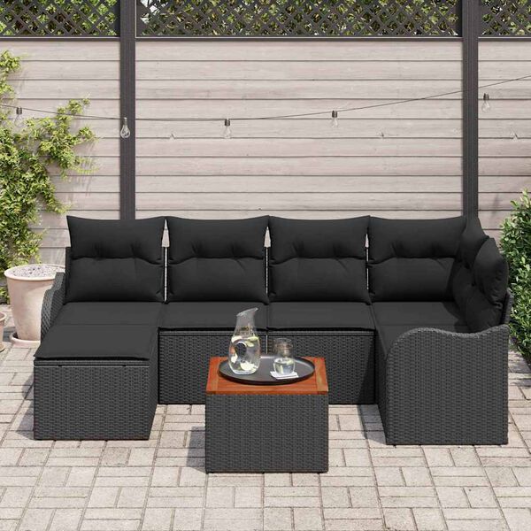 vidaXL Ensemble de canapé de jardin 7 pcs Noir