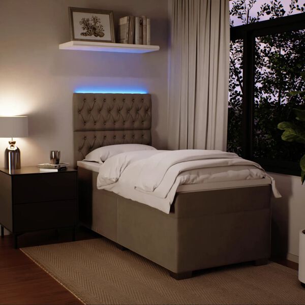 vidaXL Sommier &agrave; lattes de lit et matelas Gris clair 90x190 cm Velours