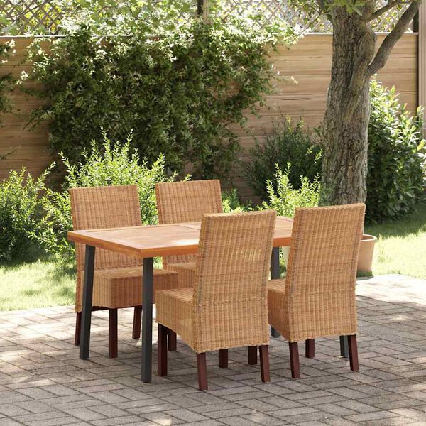 vidaXL Chaises &agrave; manger lot de 4 marron rotin naturel