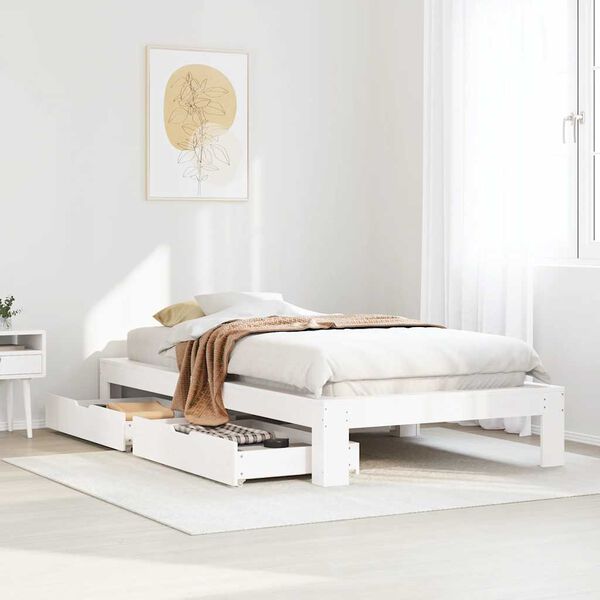 vidaXL Cadre de lit sans matelas blanc 90x190 cm bois de pin massif