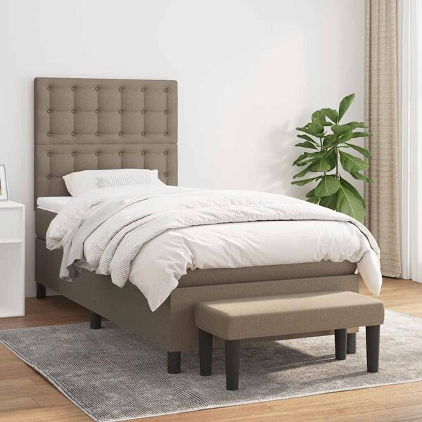 vidaXL Sommier &agrave; lattes de lit avec matelas Taupe 80x200 cm Tissu