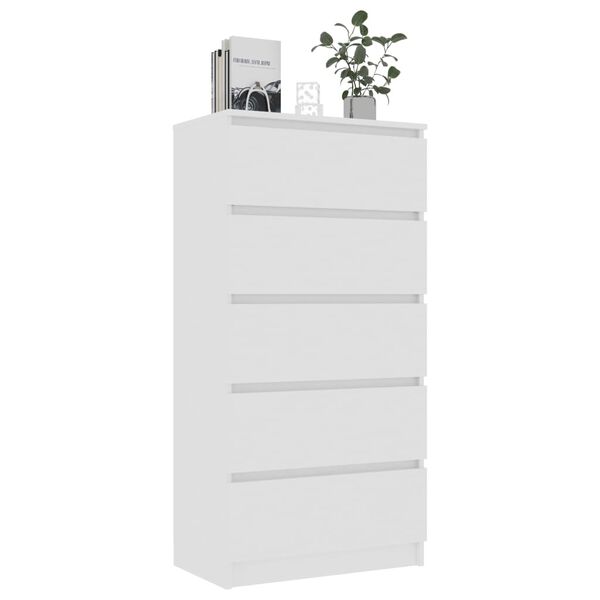 vidaXL Buffet &agrave; tiroirs Blanc 60x35x121 cm Bois d'ing&eacute;nierie