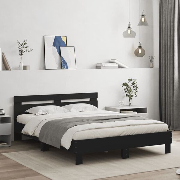 vidaXL Cadre de lit avec LED sans matelas noir 150x200 cm