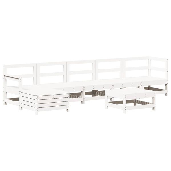 vidaXL Salon de jardin 7 pcs Blanc Bois de pin massif