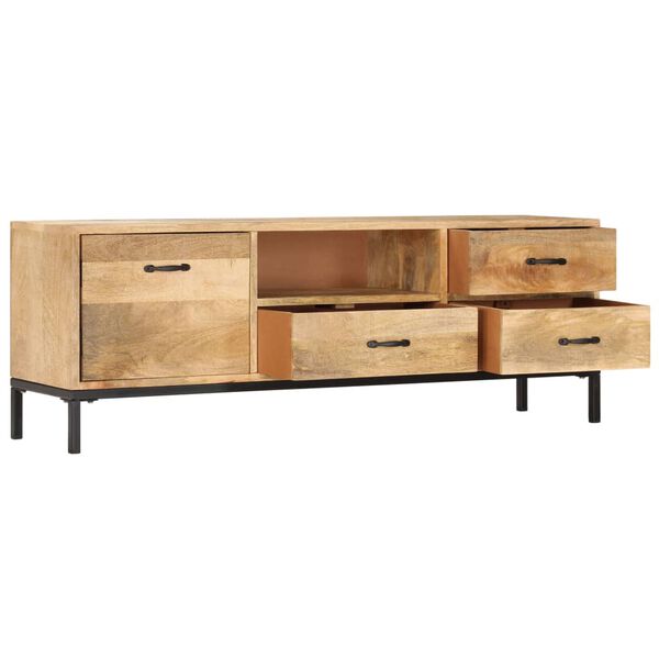 vidaXL Meuble TV 130x30x45 cm Bois massif de manguier