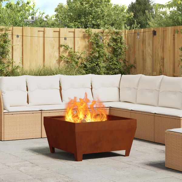 vidaXL Braise Marron 80 x 80 x 43 cm Acier patin&eacute;