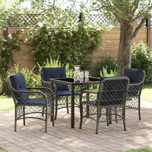 vidaXL Ensemble de salle &agrave; manger pour jardin 5 pcs Gris et Noir Rotin