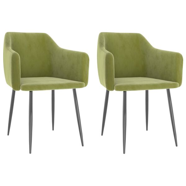 vidaXL Chaises &agrave; manger lot de 2 Vert clair Velours