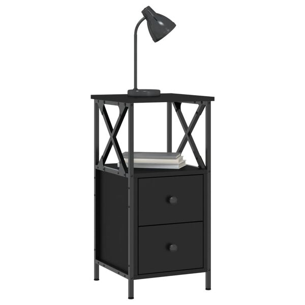 vidaXL Tables de chevet 2 pcs noir 34x35,5x70 cm bois d'ing&eacute;nierie