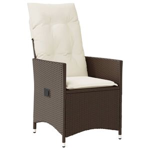 vidaXL Chaise inclinable de jardin avec coussins marron r&eacute;sine tress&eacute;e