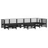 vidaXL Salon de jardin 8 pcs avec coussins noir bois massif