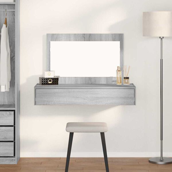 vidaXL Table de Toilette Gris 100 x 40 x 70 cm Bois d'ing&eacute;nierie