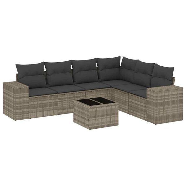 vidaXL Salon de jardin avec coussins 7 pcs gris clair r&eacute;sine tress&eacute;e