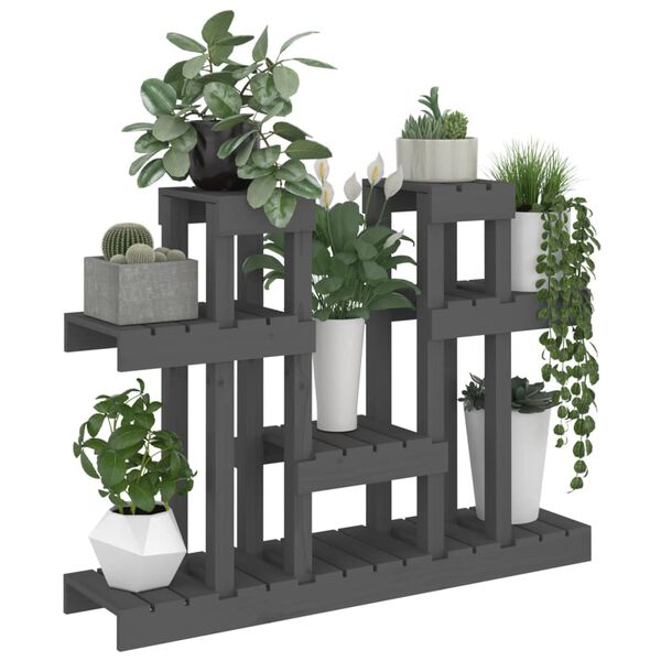 vidaXL Support &agrave; plantes Gris 104,5x25x77,5 cm Bois massif de pin