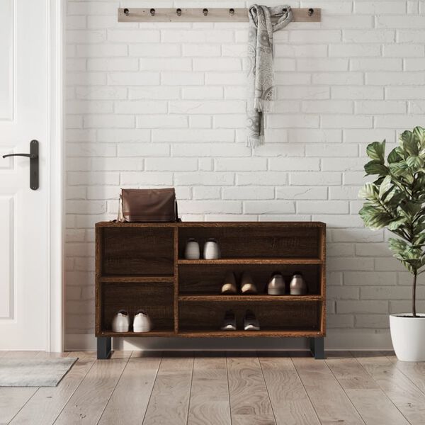 vidaXL Armoire &agrave; chaussures Ch&ecirc;ne marron 102x36x60cm Bois d'ing&eacute;nierie