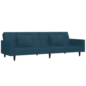 vidaXL Canap&eacute;-lit &agrave; 2 places avec deux oreillers bleu velours