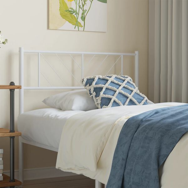 vidaXL T&ecirc;te de lit de remplacement m&eacute;tal blanc 90 cm