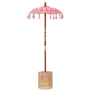 vidaXL Parasol balinais avec base Rose 95 x 95 x 260 cm
